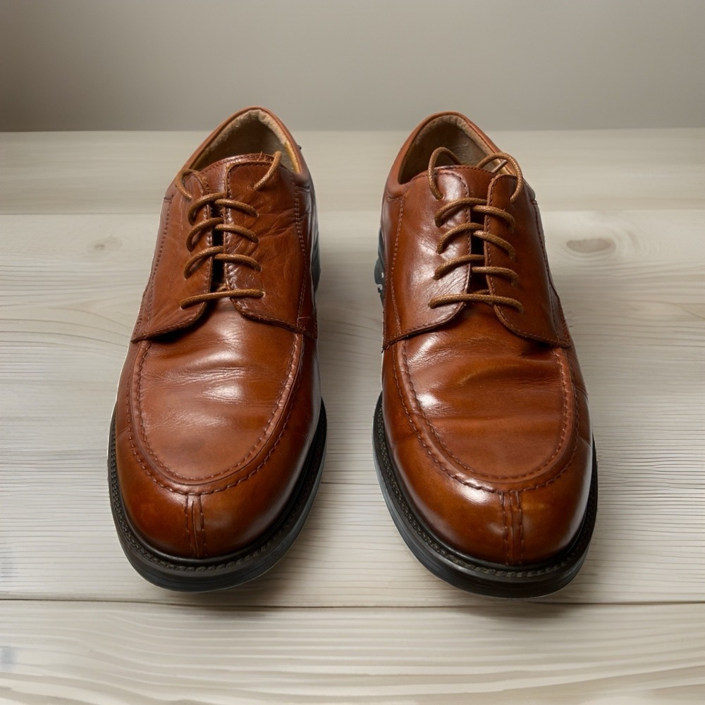 Paolo Mondo Italy Made Split Toe Apron Leather Oxford 10 Cognac Norwegian Stitch